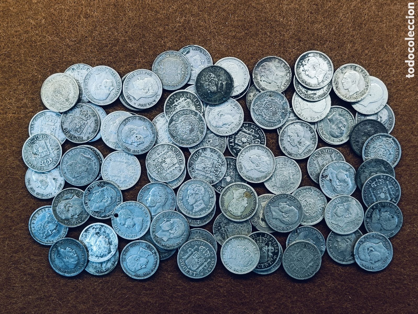 Monedas de Espa&ntilde;a: LOTE DE 81 MONEDAS DE 50 CENTIMOS DE ALFONSO XII-XIII - PLATA