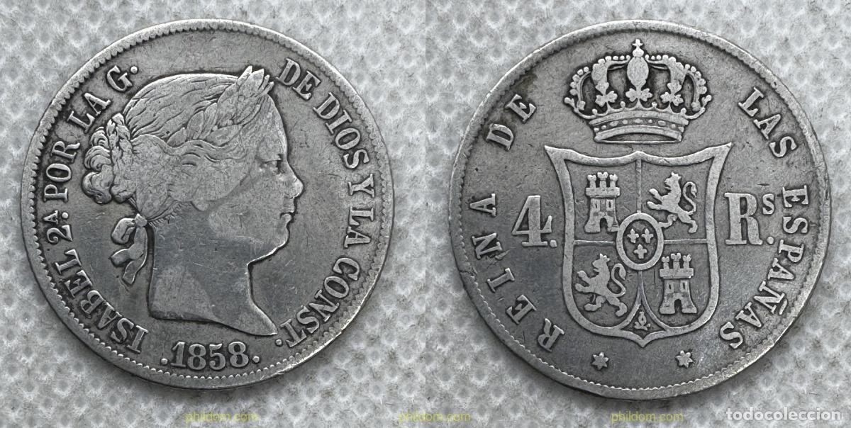 Monedas de Espa&ntilde;a: 5411 ESPA&Ntilde;A 1858 ISABEL II - 4 REALES 1858 MADRID