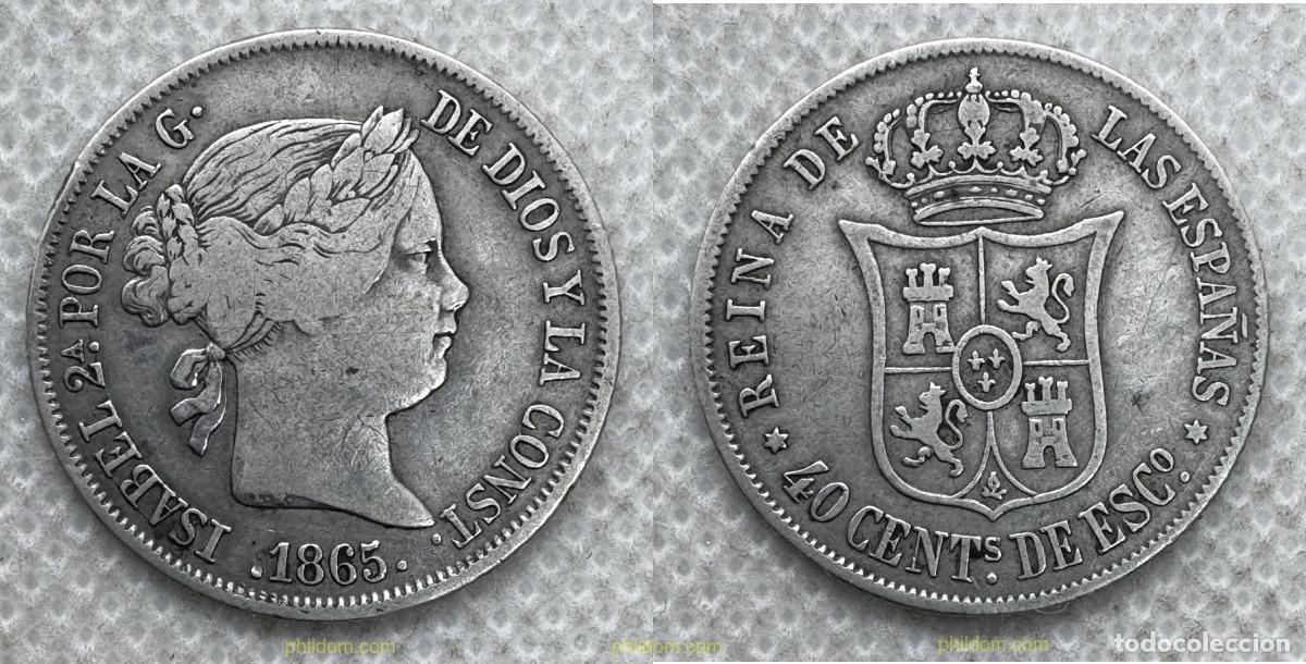 Monedas de Espa&ntilde;a: 5409 ESPA&Ntilde;A 1865 ISABEL II 40 CENTIMOS DE ESCUDO 1865