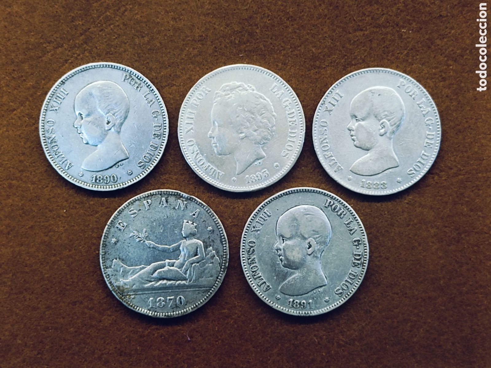 Monedas de Espa&ntilde;a: LOTE DE 5 MONEDAS 5 PESETAS DE PLATA. ALFONSO XIII Y GOBIERNO PROVISIONAL