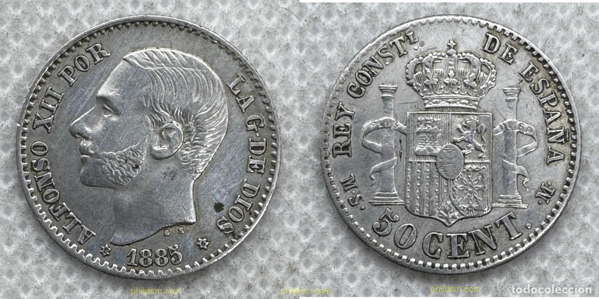 Monedas de Espa&ntilde;a: 5396 ESPA&Ntilde;A 1885 ALFONSO XII 50 CENTIMOS 1885 MS M