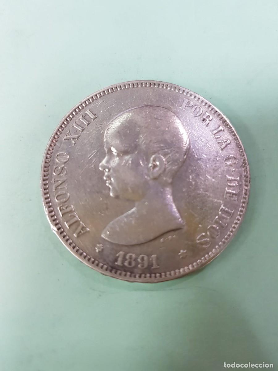 Monedas de Espa&ntilde;a: ALFONSO XIII- 5 PESETAS-1891*18-91 PGM