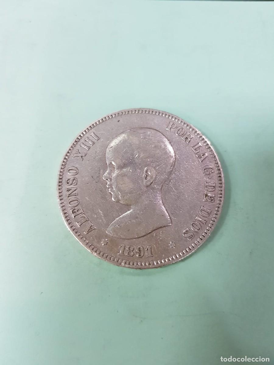 Monedas de Espa&ntilde;a: ALFONSO XIII- 5 PESETAS-1891*8-91 PGM