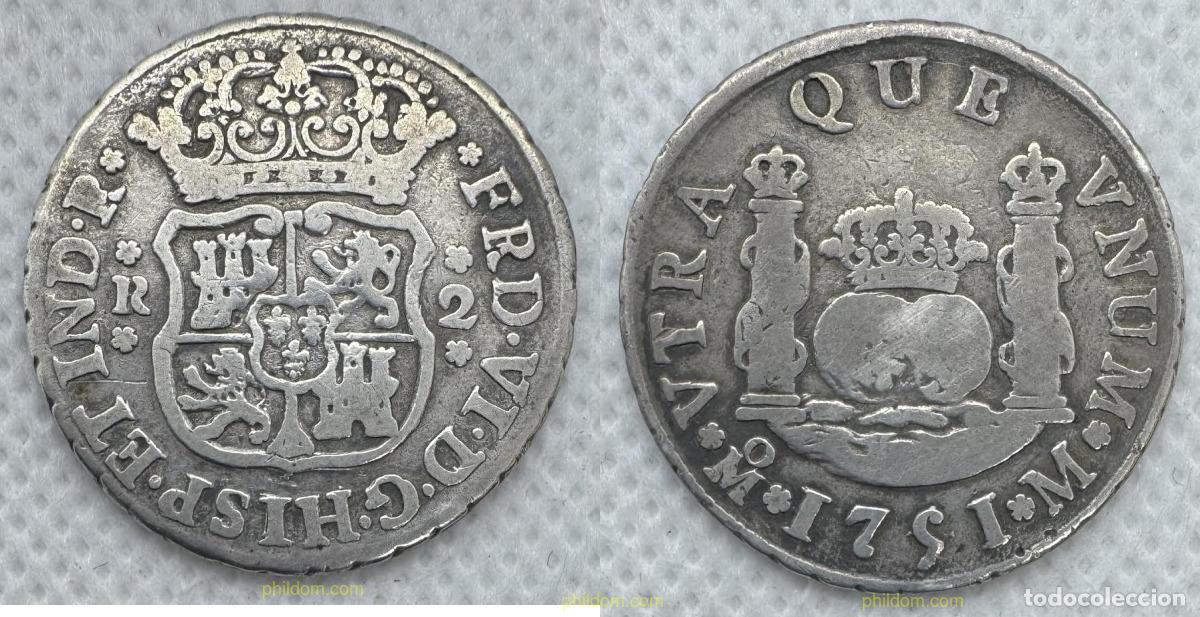 Monedas de Espa&ntilde;a: 5145 ESPA&Ntilde;A 1751 FERNANDO VI 2 REAL 1751 MEXICO M