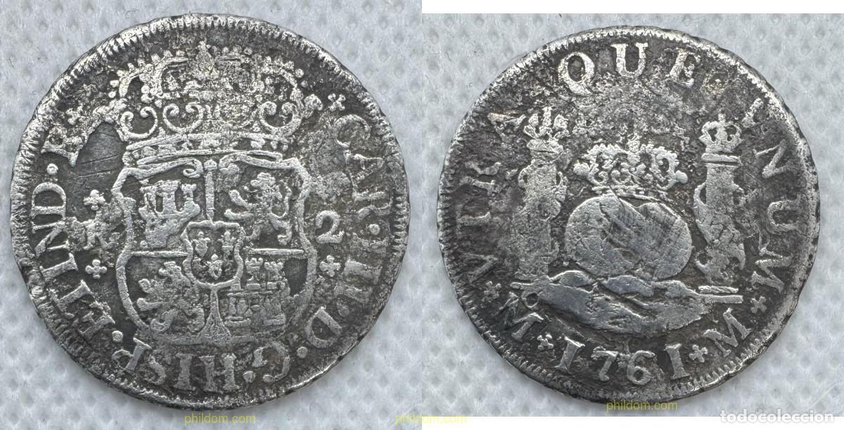 Monedas de Espa&ntilde;a: 5146 ESPA&Ntilde;A 1761 CARLOS III 2 REALES 1761 MEXICO