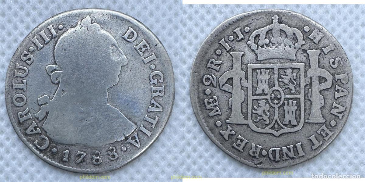 Monedas de Espa&ntilde;a: 5152 ESPA&Ntilde;A 1788 CARLOS III 1788 2 REALES LIMA I J