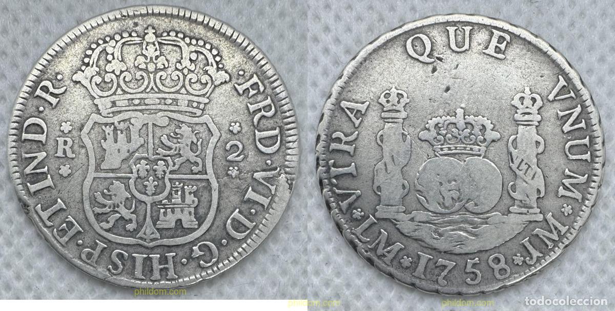 Monedas de Espa&ntilde;a: 5142 ESPA&Ntilde;A 1758 FERNANDO VI 2 REALES 1758 JM LIMA
