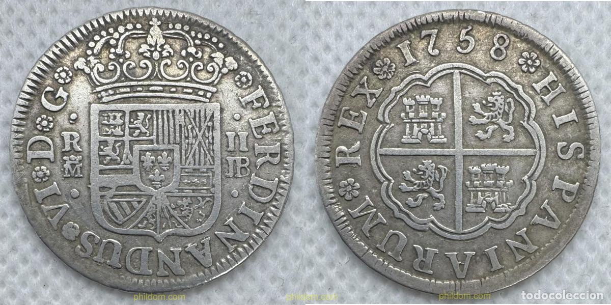Monedas de Espa&ntilde;a: 5143 ESPA&Ntilde;A 1758 FERNANDO VI 2 REALES 1758 MADRID JB