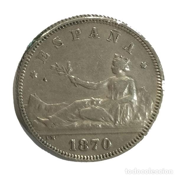Monedas de Espa&ntilde;a: Moneda Plata Espa&ntilde;a 1870*73 2 Pesetas Gobierno Provisional