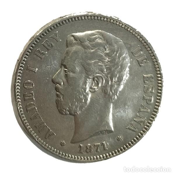 Monedas de Espa&ntilde;a: Moneda Plata Espa&ntilde;a 1871*71 5 Pesetas Amadeo I