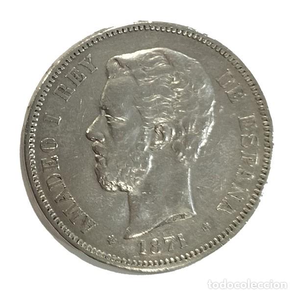 Monedas de Espa&ntilde;a: Moneda Plata Espa&ntilde;a 1871*71 5 Pesetas Amadeo I