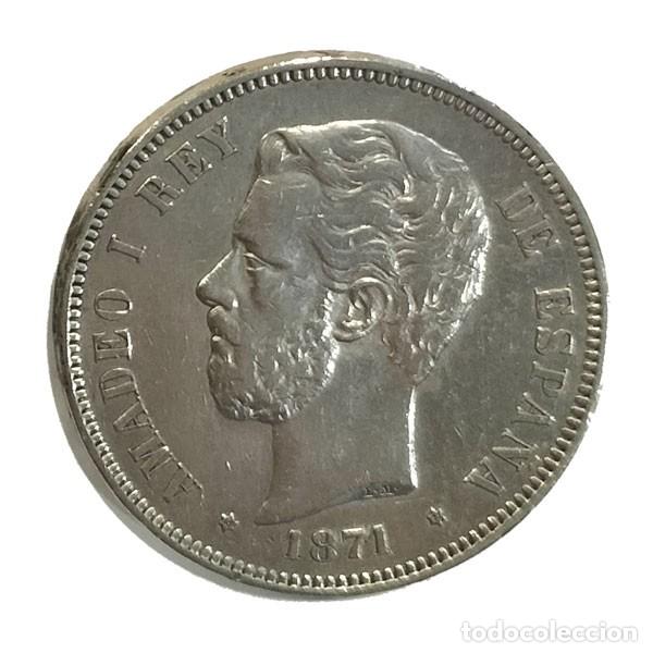 Monedas de Espa&ntilde;a: Moneda Plata Espa&ntilde;a 1871*71 5 Pesetas Amadeo I