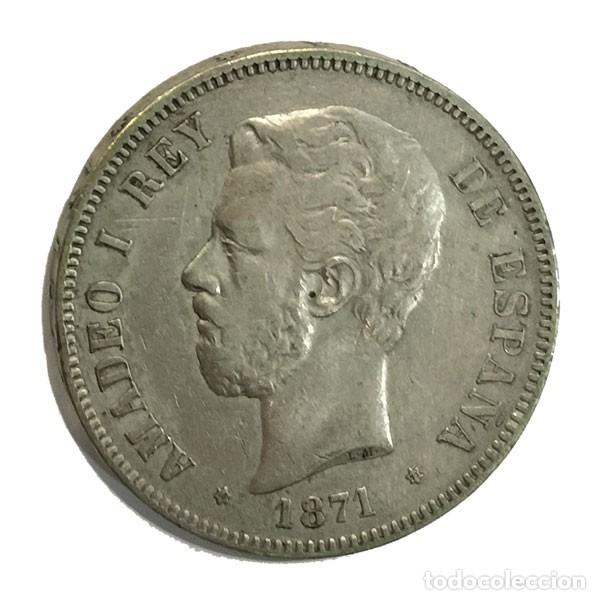 Monedas de Espa&ntilde;a: Moneda Plata Espa&ntilde;a 1871*71 5 Pesetas Amadeo I