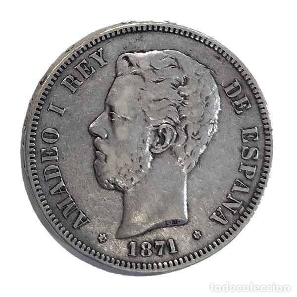 Monedas de Espa&ntilde;a: Moneda Plata Espa&ntilde;a 1871*74 5 Pesetas Amadeo I