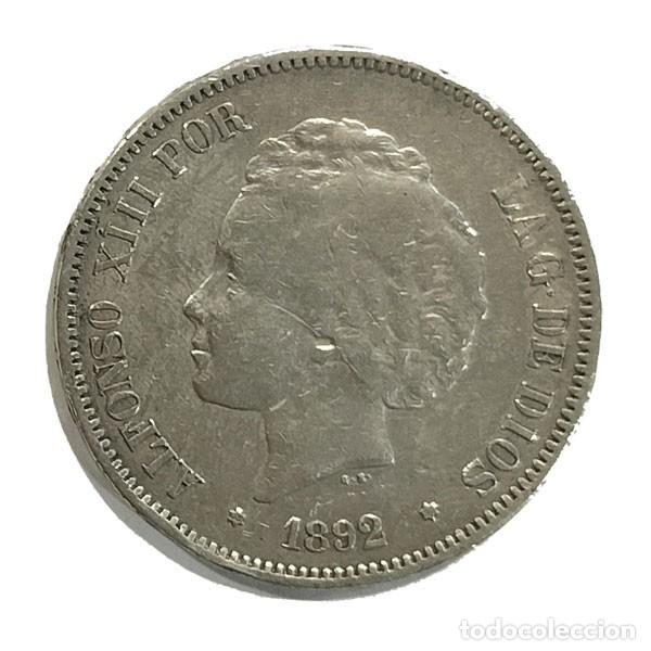 Monedas de Espa&ntilde;a: Moneda Plata Espa&ntilde;a 1892*92 5 Pesetas Alfonso XIII