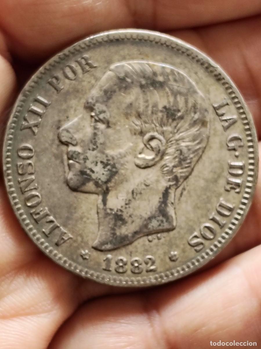 Monedas de Espa&ntilde;a: ALFONSO XII: 5 PESETAS 1882 MSM ESTRELLAS XX-82 / PLATA - PATINA ORIGINAL