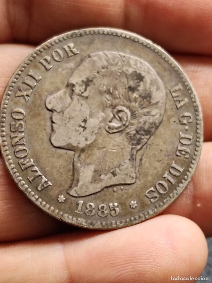 Monedas de Espa&ntilde;a: ALFONSO XII: 5 PESETAS 1885 MPM ESTRELLAS 18-87 / PLATA - PATINA ORIGINAL