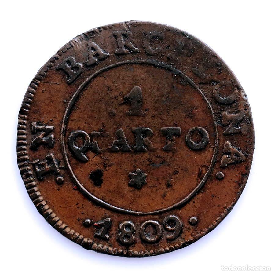 Monedas de Espa&ntilde;a: SC-Spain - Jos&eacute; Napole&oacute;n. 1 cuarto 1809 Barcelona. Cobre 2 g. Escasa