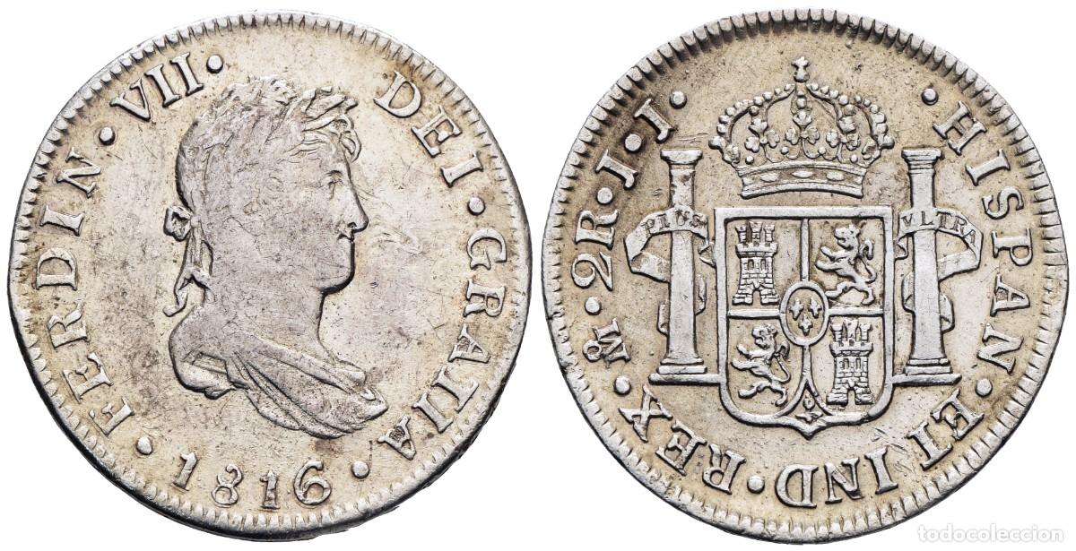 Monedas de Espa&ntilde;a: *** ESCASOS 2 REALES DE FERNANDO VII. 1816 M&Eacute;XICO JJ. CAL-873. PLATA ***