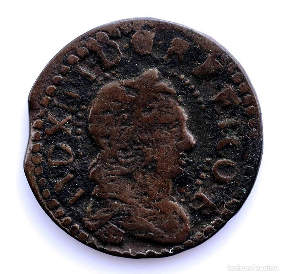 Monedas de Espa&ntilde;a: Spain-Llu&iacute;s XIV Guerra dels Segadors. 1 Sis&eacute; 164S Barcelona. Cobre 3,9 g. Escasa