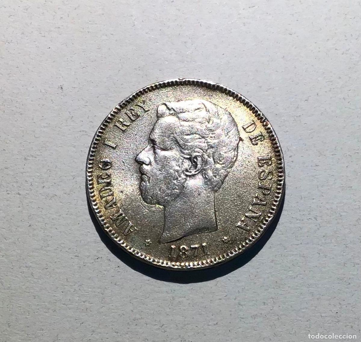 Monedas de Espa&ntilde;a: AMADEO I, MONEDA 5 PESETAS DE PLATA 1871