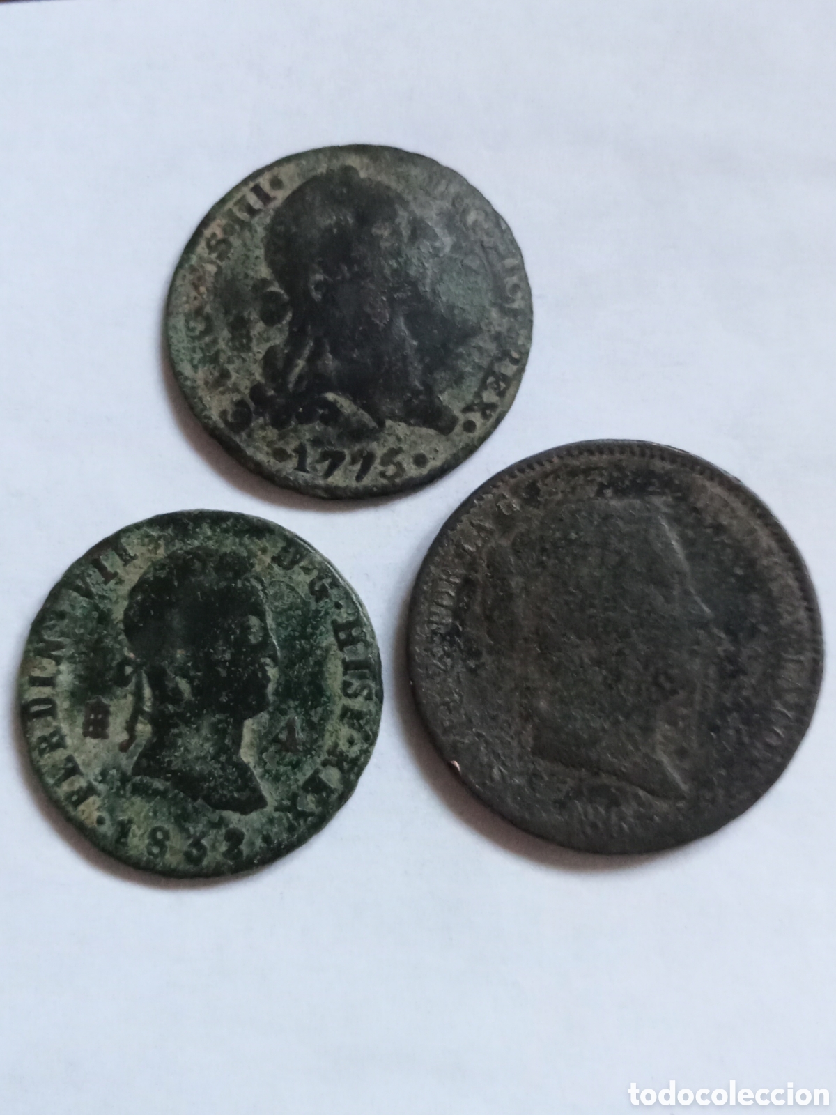 Monedas de Espa&ntilde;a: CARLOS IV - FERNANDO VII- ISABEL II - A&Ntilde;OS 1775- 1832- 1867