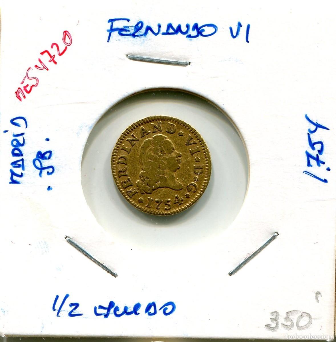 Monedas de Espa&ntilde;a: MEDIO ESCUDO FERNANDO VI A&Ntilde;O 1754 MADRID JB ( MES4720 )