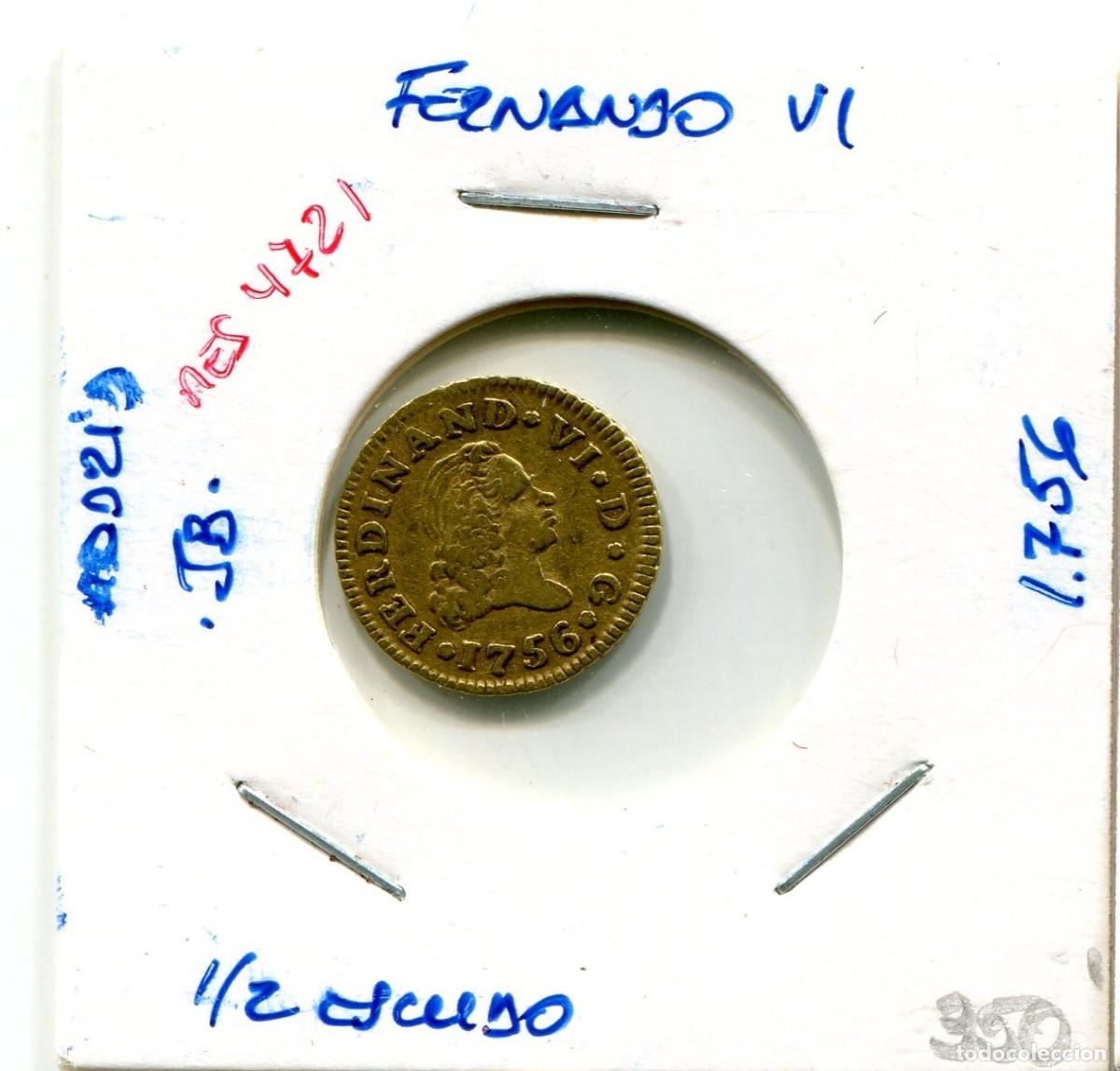 Monedas de Espa&ntilde;a: MEDIO ESCUDO FERNANDO VI A&Ntilde;O 1756 MADRID JB ( MES4721 )