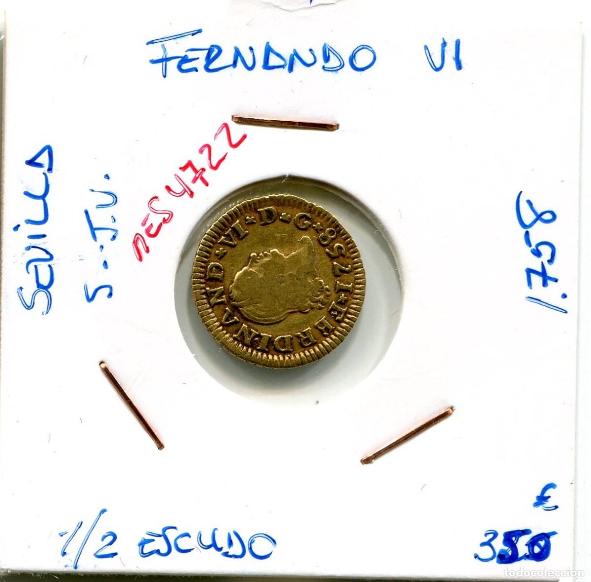 Monedas de Espa&ntilde;a: MEDIO ESCUDO FERNANDO VI A&Ntilde;O 1758 MADRID S..JV ( MES4722 )