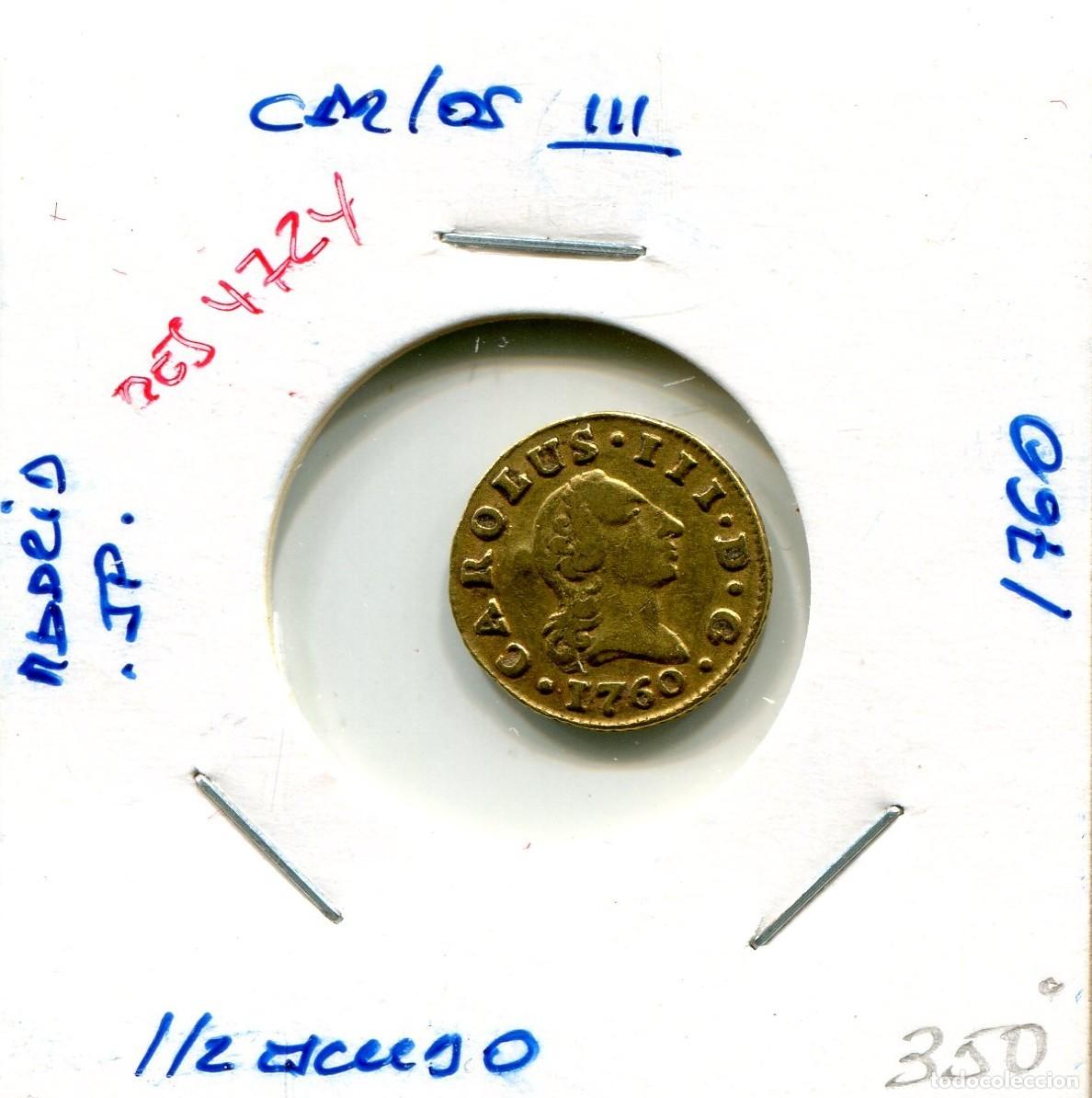 Monedas de Espa&ntilde;a: MEDIO ESCUDO CARLOS III A&Ntilde;O 1760 MADRID JP ( MES4724 )