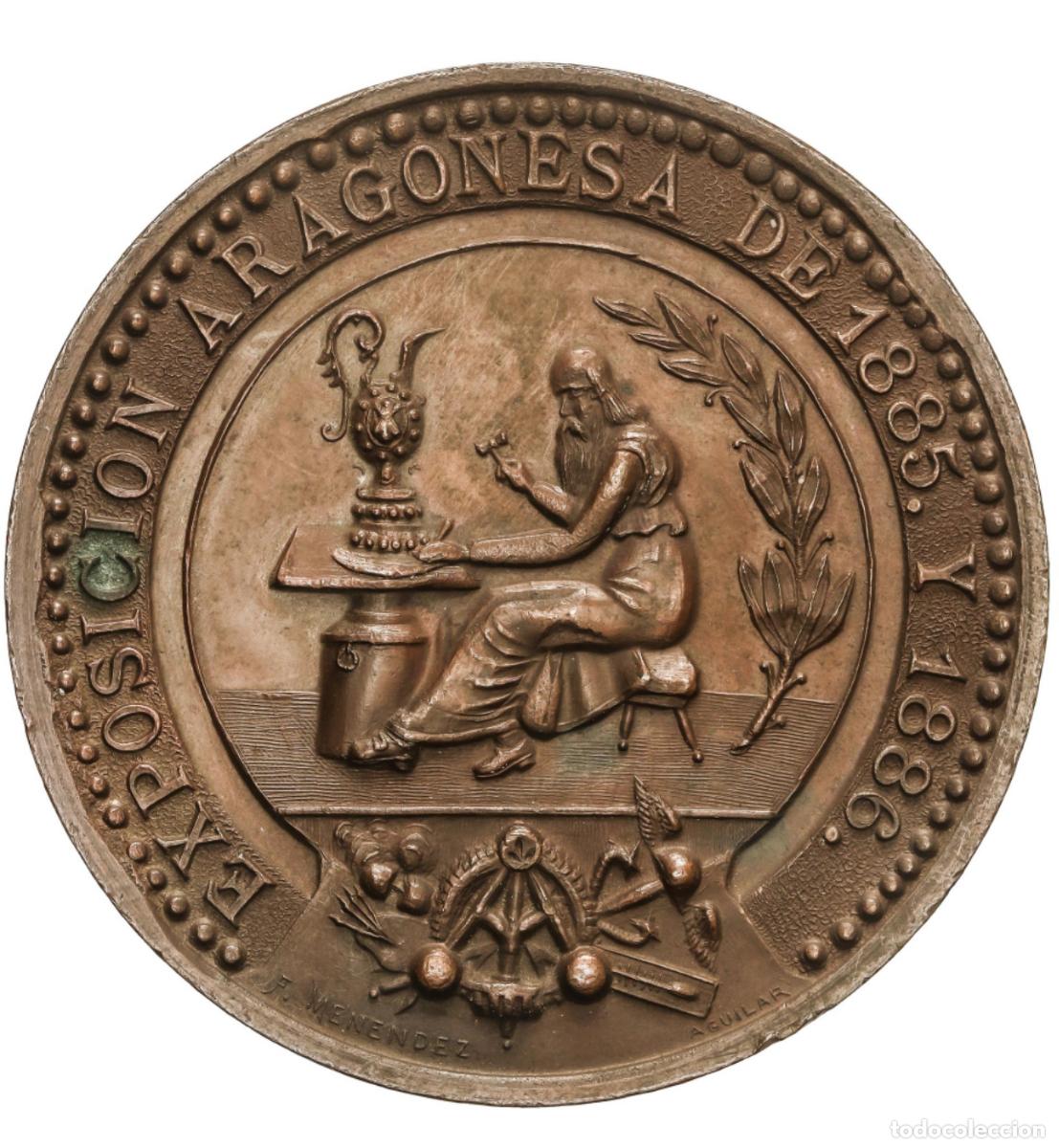 Monedas de Espa&ntilde;a: ALFONSO XII. Medalla Exposici&oacute;n Aragonesa de 1885 y 1886. Medalla grande, preciosa. EBC