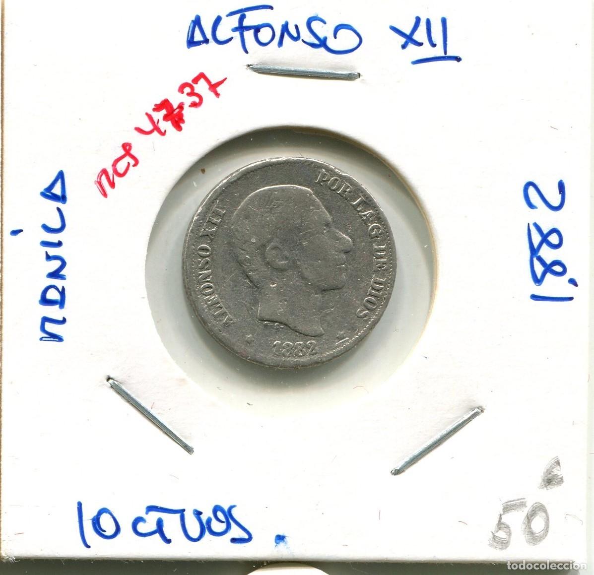 Monedas de Espa&ntilde;a: 10 CENTAVOS ALFONSO XII A&Ntilde;O 1882 MANILA ( MES4737 )