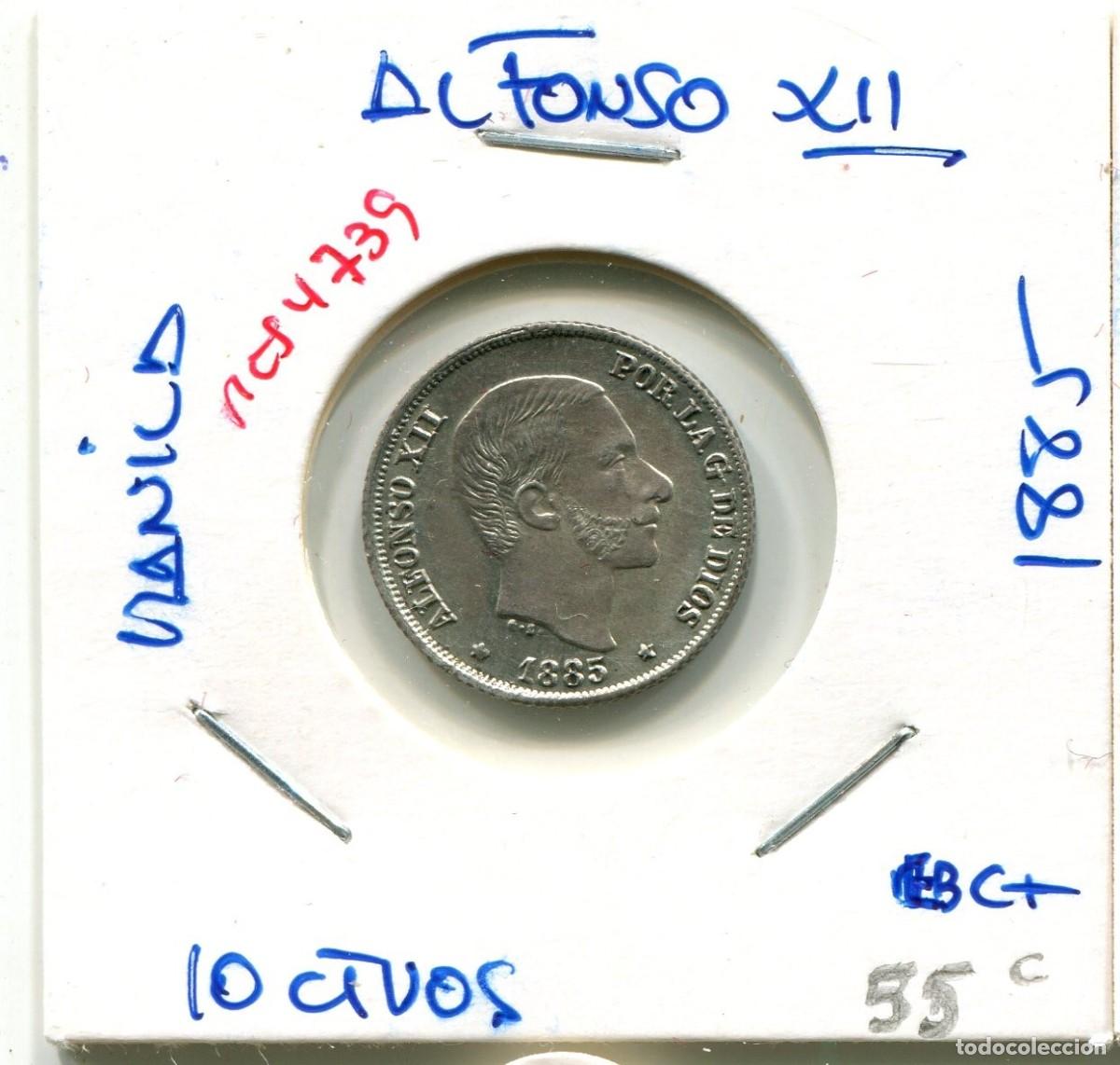 Monedas de Espa&ntilde;a: 10 CENTAVOS ALFONSO XII A&Ntilde;O 1885 MANILA ( EBC+ ) ( MES4739 )