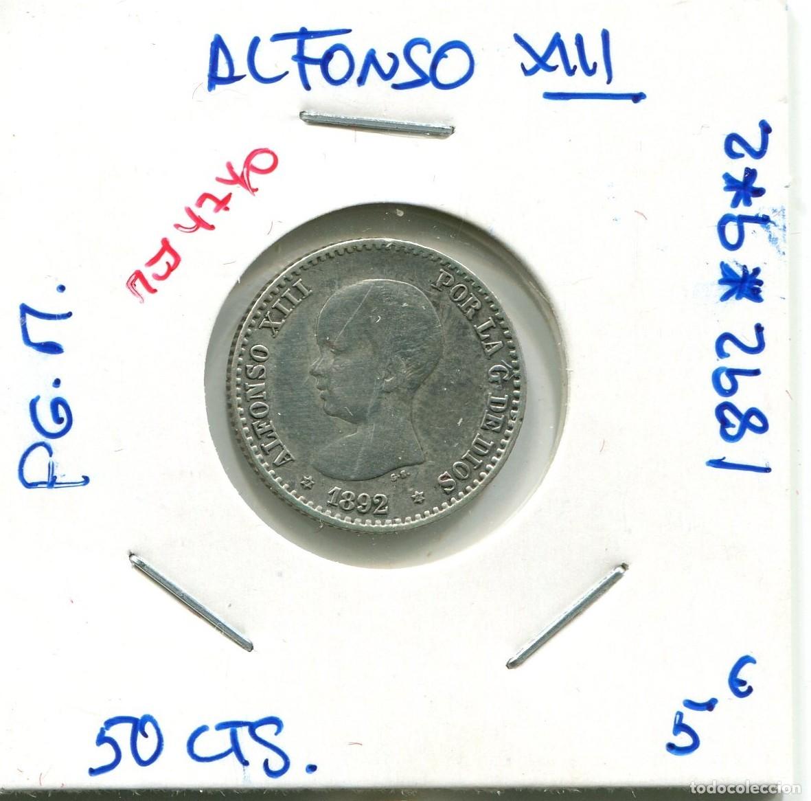 Monedas de Espa&ntilde;a: 50 CENTIMOS ALFONSO XIII A&Ntilde;O 1892 *9 *2 ( MES4740 )