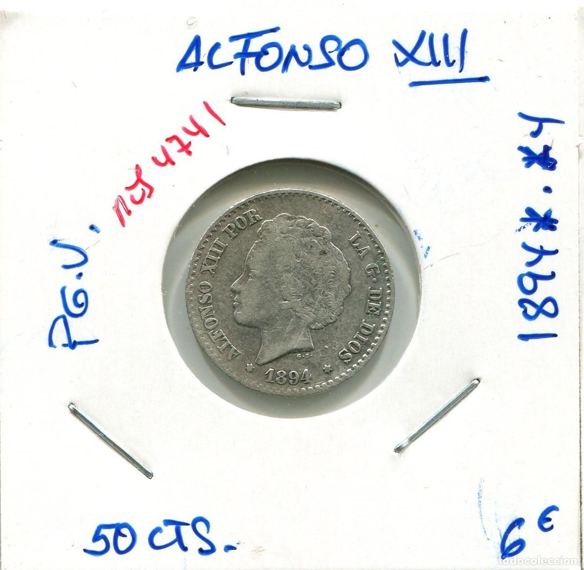 Monedas de Espa&ntilde;a: 50 CENTIMOS ALFONSO XIII A&Ntilde;O 1894 *. *4 PG.V ( MES4741 )