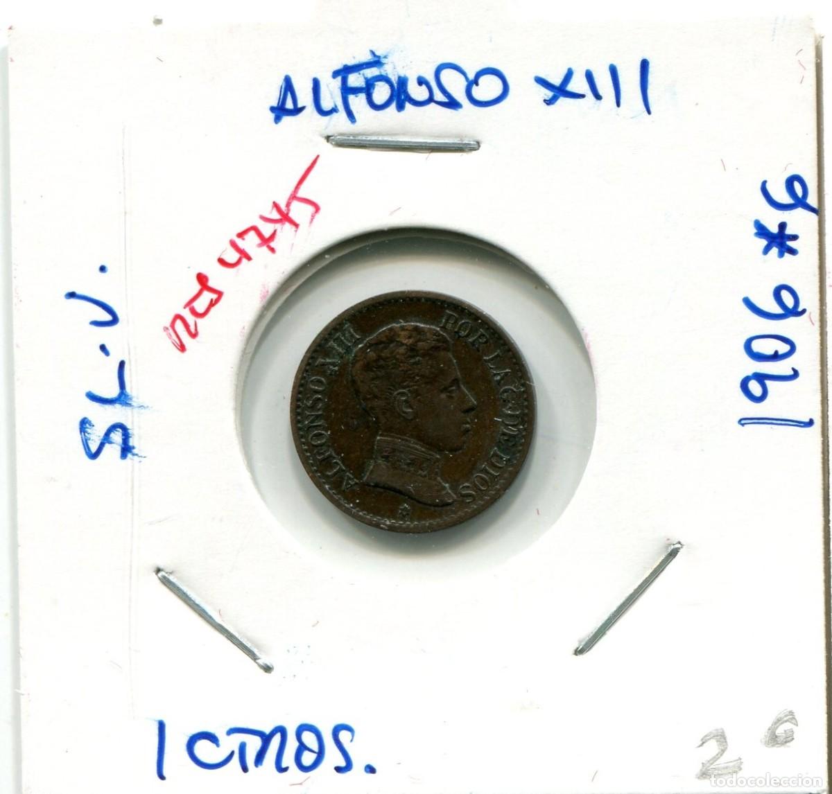 Monedas de Espa&ntilde;a: UN CENTIMO ALFONSO XIII A&Ntilde;O 1906 *06 SL.V ( MES4745 )