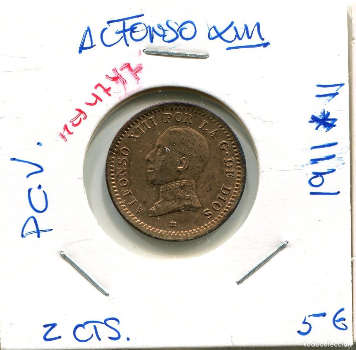 Monedas de Espa&ntilde;a: DOS CENTIMOS ALFONSO XIII A&Ntilde;O 1911 *11 PC.V ( MES4747 )