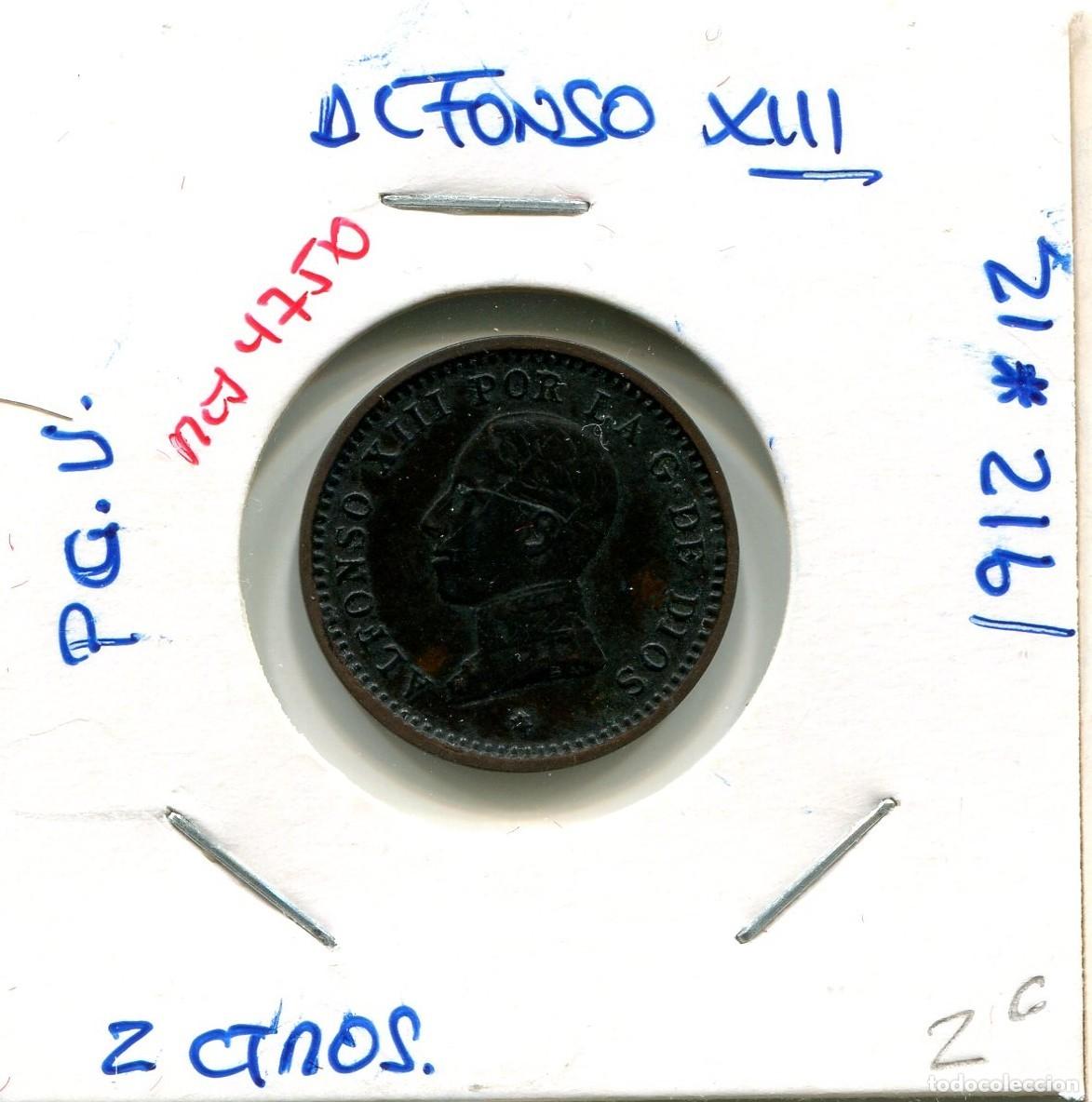 Monedas de Espa&ntilde;a: DOS CENTIMOS ALFONSO XIII A&Ntilde;O 1912 *12 PC.V ( MES4750 )