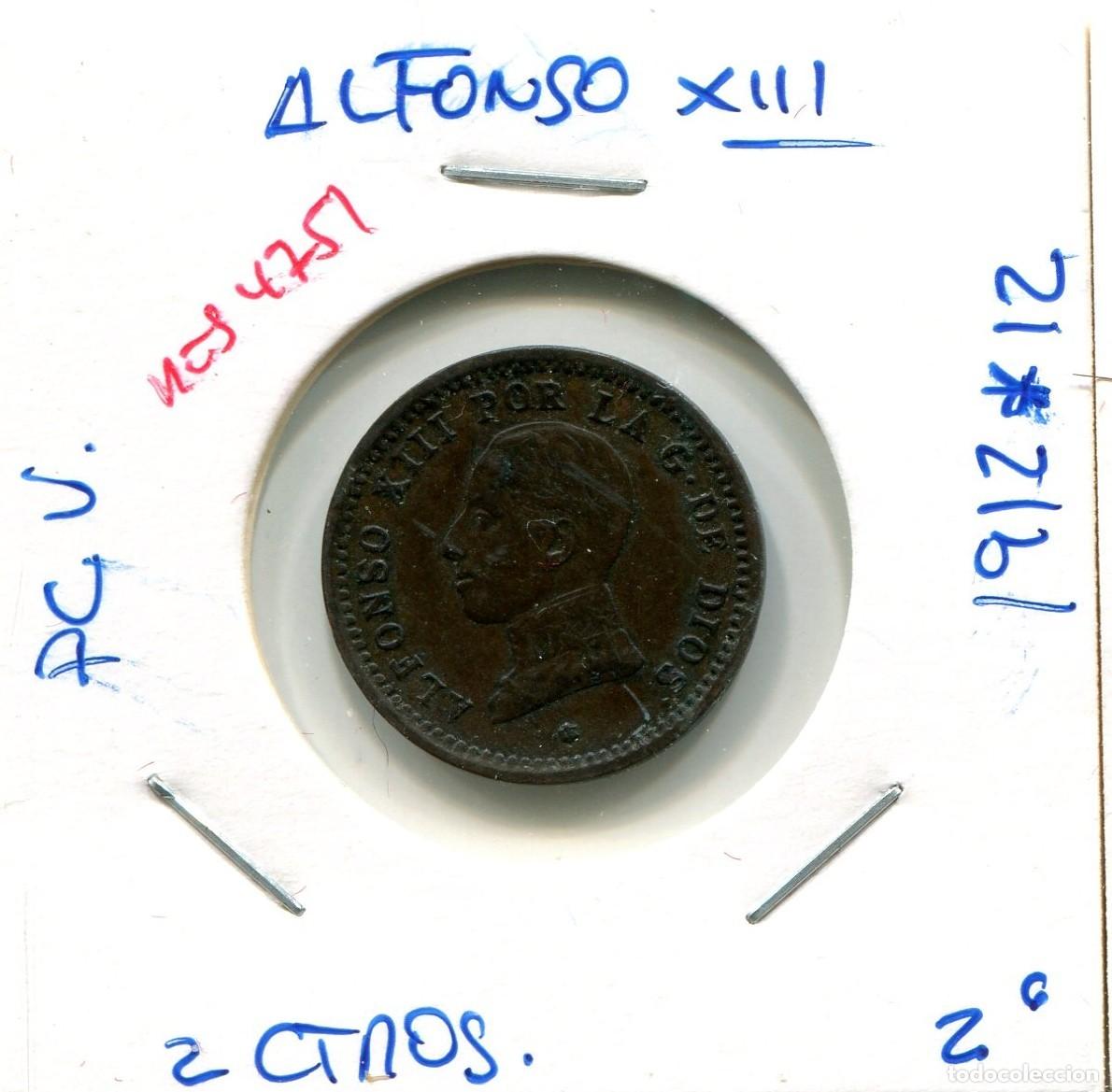 Monedas de Espa&ntilde;a: DOS CENTIMOS ALFONSO XIII A&Ntilde;O 1912 *12 PC.V ( MES4751 )