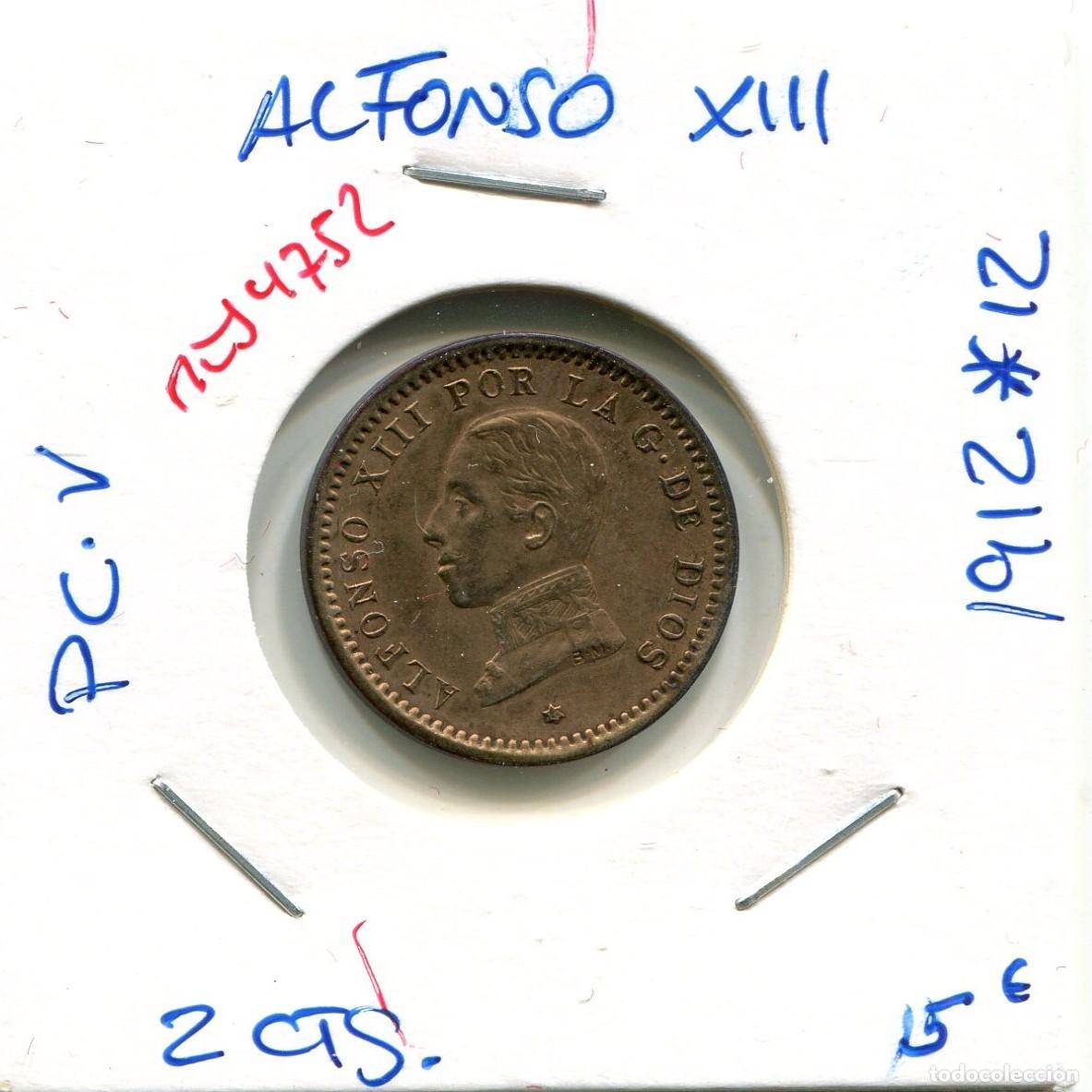 Monedas de Espa&ntilde;a: DOS CENTIMOS ALFONSO XIII A&Ntilde;O 1912 *12 PC.V ( MES4752 )