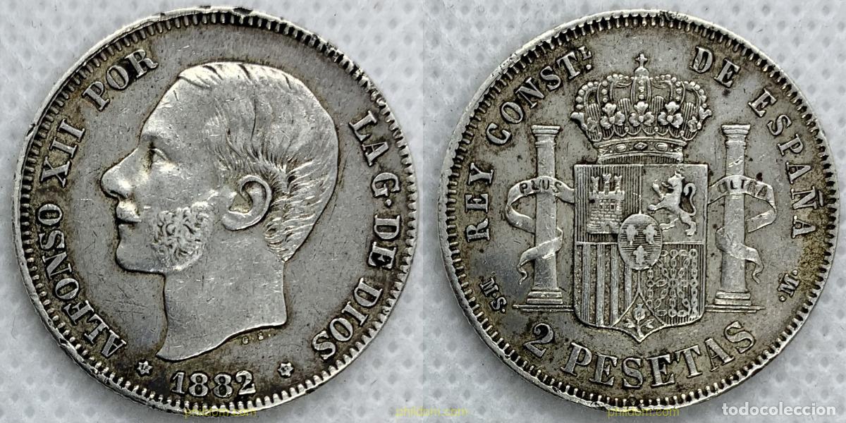 Moedas de Espanha: 2527 ESPA&Ntilde;A 1882 2 PESETAS ALFONSO XII 1882