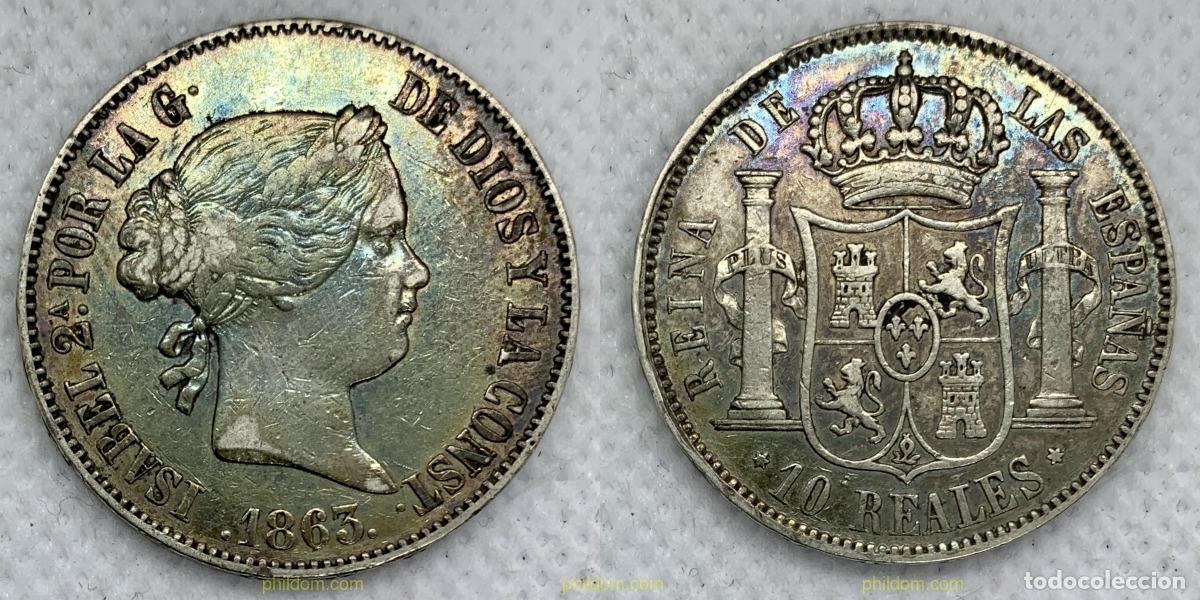 Monedas de Espa&ntilde;a: 2452 ESPA&Ntilde;A 1863 ISABEL II 1863 MADRID 10 REALES