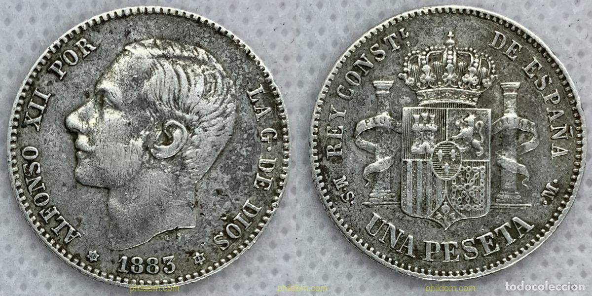 Monedas de Espa&ntilde;a: 2486 ESPA&Ntilde;A 1883 ALFONSO XII 1 PESETA 1883
