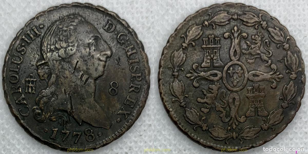 Monedas de Espa&ntilde;a: 2759 ESPA&Ntilde;A 1778 CARLOS III 1778 8 MARAVEDIS SEGOVIA