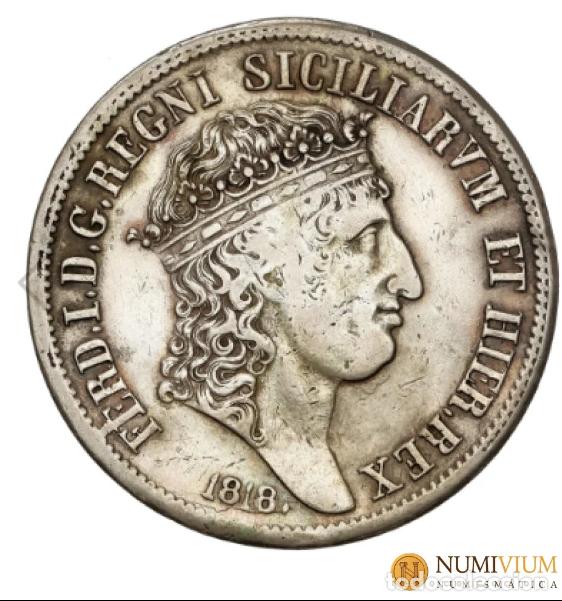 Monedas de Espa&ntilde;a: Fernando I de las Dos Sicilias &middot; Piastra (120 Grana) &middot; 1818 &middot; N&aacute;poles. Espectacular.