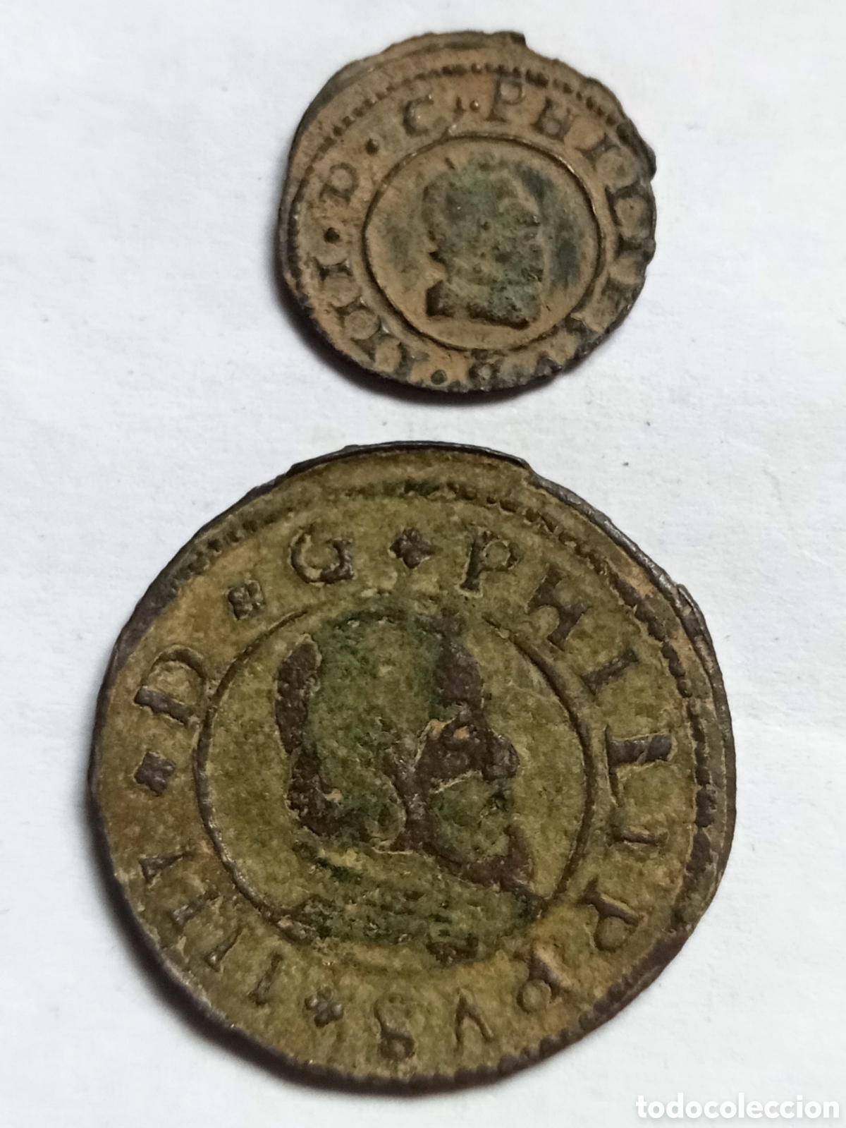 Monedas de Espa&ntilde;a: FELIPE IV - A&Ntilde;OS 1663 y 1665 - III y 16 MARAVEDIES