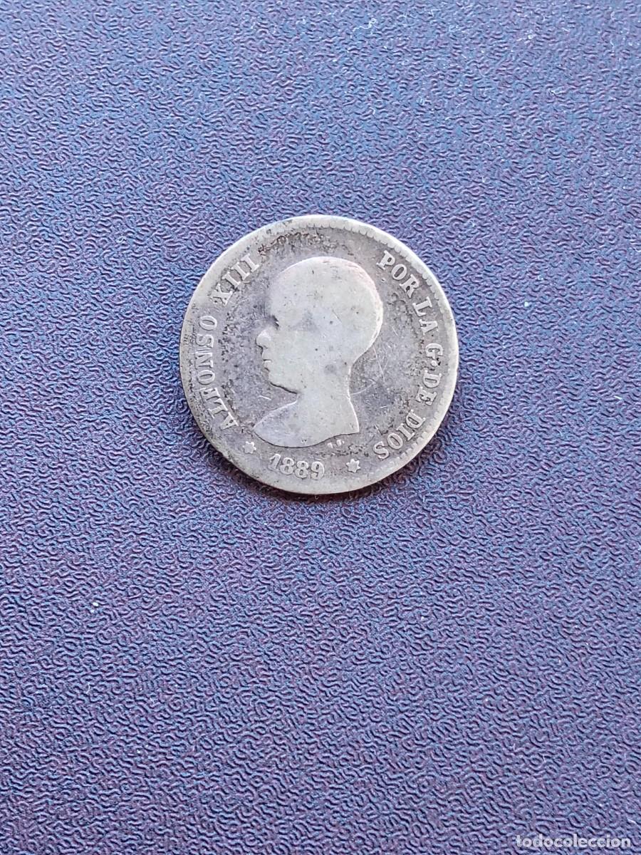 Monedas de Espa&ntilde;a: MONEDA DE 1 PESETA DE ALFONSO XIII DEL A&Ntilde;O 1889*---- MP M..DE PLATA,ORIGINAL%