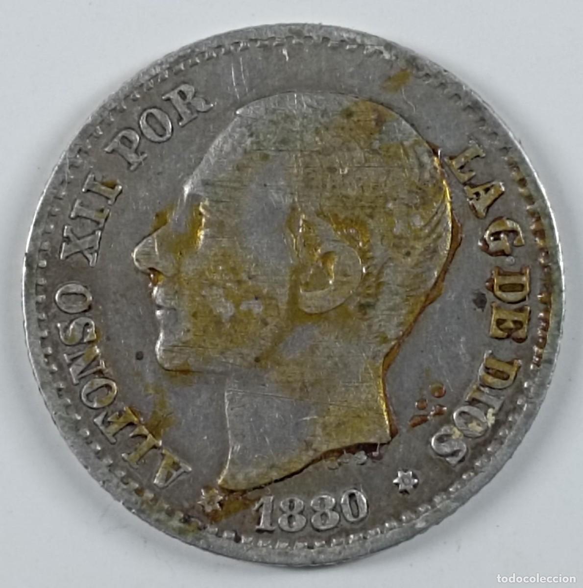 Monedas de Espa&ntilde;a: Moneda de Espa&ntilde;a 50 c&eacute;ntimos Alfonso XII 1880 de plata