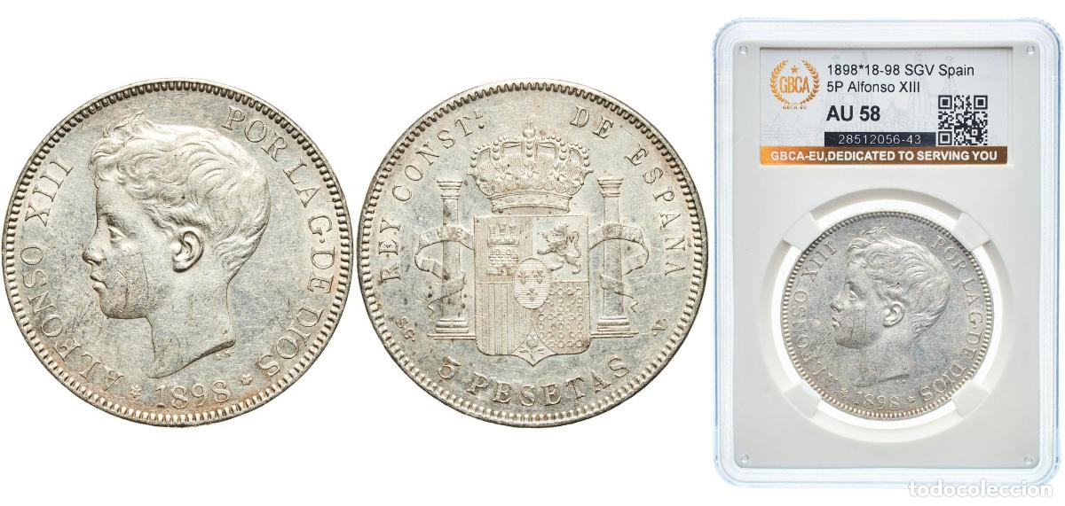 Monedas de Espa&ntilde;a: Spain Kingdom 1898 18-98 SGV 5 Pesetas - Alfonso XIII (3rd portrait) Silver (.900) (39977000) 25g