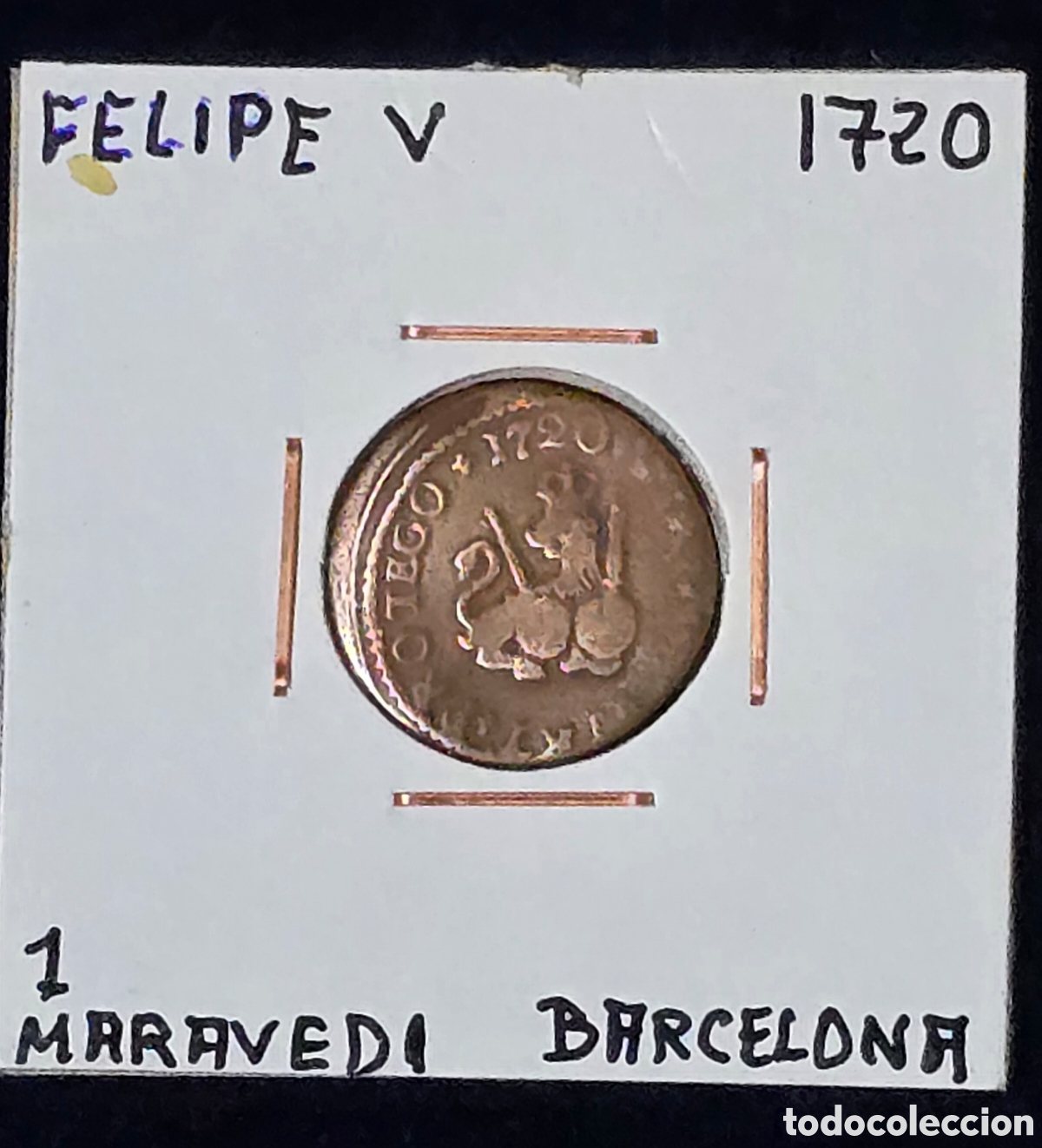 Monedas de Espa&ntilde;a: Felipe V 1 Maravedi de 1720 ceca de Barcelona